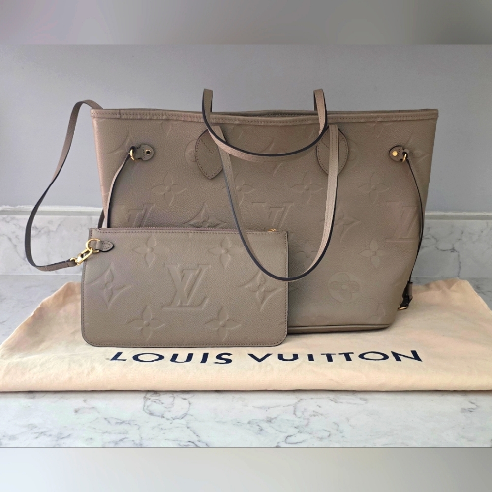 Louis Vuitton Turtledove Grey Neverfull Tote MM Leather